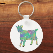 スパークルカラフルスターヤギ可愛いファンキーアニマルアート キーホルダー (正面)