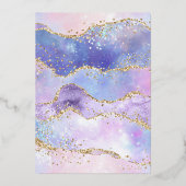 スパークルガウン薄紫パープルフローラキンセアニェラ金ゴールド 箔招待状 (裏面)