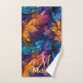 スパークルガーリーネイビーブルーパープル葉パープルズ バスタオルセット (ハンドタオル)