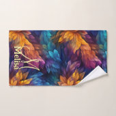 スパークルガーリーネイビーブルーパープル葉パープルズ バスタオルセット (ハンドタオル)