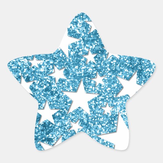 スパークルガーリーフェイクグリッタースターズライトブルー 星シール (正面)