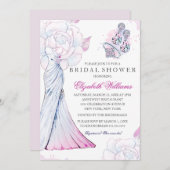 スパークルクリスタル結婚ズガウンブライダルシャワー招待状 招待状 (正面/裏面)