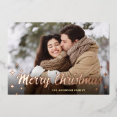 スパークルクリスマスフォトGREETINGバラ金ゴールド 箔シーズンカード (正面)