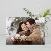 スパークルクリスマスフォトGREETINGバラ金ゴールド 箔シーズンカード (立ち正面)