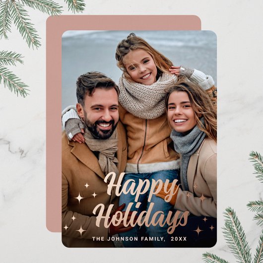 スパークルクリスマスフォトGREETINGバラ金ゴールド 箔シーズンカード