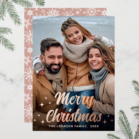 スパークルクリスマスフォトGREETINGバラ金ゴールド 箔シーズンカード