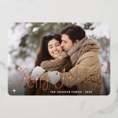 スパークルクリスマスフォトGREETINGバラ金ゴールド 箔シーズンカード (正面)