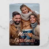 スパークルクリスマスフォトGREETINGバラ金ゴールド 箔シーズンカード (正面)