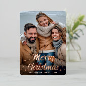 スパークルクリスマスフォトGREETINGバラ金ゴールド 箔シーズンカード (立ち正面)