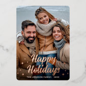 スパークルクリスマスフォトGREETINGバラ金ゴールド 箔シーズンカード (正面)