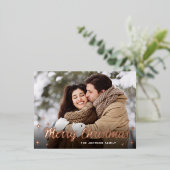 スパークルクリスマスフォトGREETINGバラ金ゴールド 箔シーズンポストカード (立ち正面)