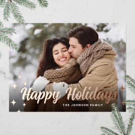 スパークルクリスマスフォトGREETINGバラ金ゴールド 箔シーズンポストカード