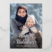 スパークルクリスマス２ フォトグリーティング シルバー 箔シーズンカード (正面)