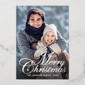 スパークルクリスマス４ フォトグリーティング シルバー 箔シーズンカード (正面)