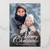 スパークルクリスマス2フォトグリーティングシルバー 箔シーズンカード (正面)