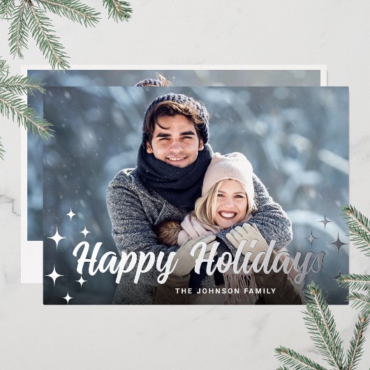 スパークルクリスマス2フォトグリーティングシルバー 箔シーズンカード