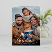 スパークルクリスマス2 フォトグリーティング ローズゴールド 箔シーズンカード (立ち正面)