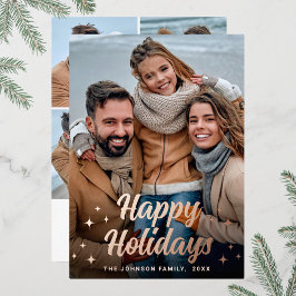 スパークルクリスマス5写真グリーティングバラ金ゴールド 箔シーズンカード