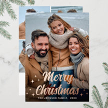 スパークルクリスマス5写真グリーティングバラ金ゴールド