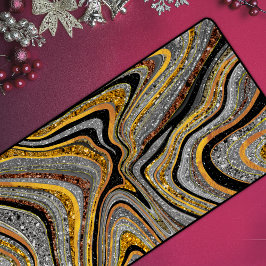 スパークルグラムグリッターガーリー大理石アートグレー金ゴールド デスクマット