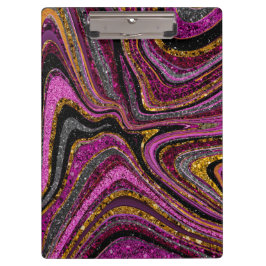 スパークルグラムグリッターガーリー大理石アートピンク クリップボード