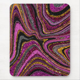 スパークルグラムグリッターガーリー大理石アートピンク マウスパッド