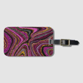 スパークルグラムグリッターガーリー大理石アートピンク ラゲッジタグ (正面横)