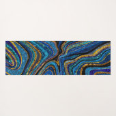 スパークルグラムグリッターガーリー大理石アートブルーヨガマ ヨガマット (裏面(横))