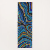 スパークルグラムグリッターガーリー大理石アートブルーヨガマ ヨガマット (裏面)