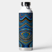 スパークルグラムグリッターガーリー大理石アートブルー ウォーターボトル (左面)