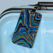 スパークルグラムグリッターガーリー大理石アートブルー ラゲッジタグ