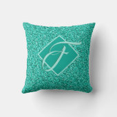 スパークルグラムターコイズブルーグリッター モノグラムの クッション (裏面)