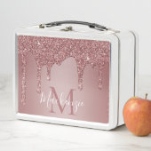 スパークルグラムバラ金ゴールドドリッピンググリッターモノグラム メタルランチボックス (インサイチュ)