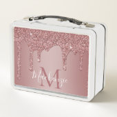 スパークルグラムバラ金ゴールドドリッピンググリッターモノグラム メタルランチボックス (裏面)