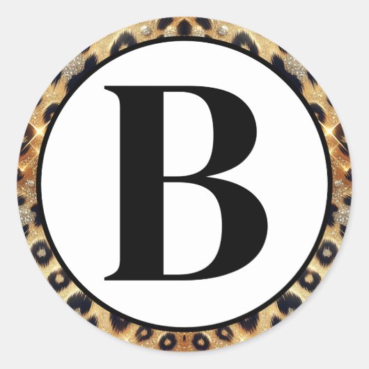 スパークルグラム金ゴールドブラックヒョウcheetahプリント ラウンドシール (正面)