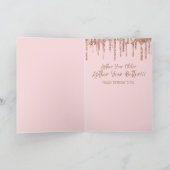 スパークルグリッターエレガントおもしろい女の子らしワイン誕生日 カード (内部)