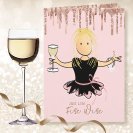 スパークルグリッターエレガントおもしろい女の子らしワイン誕生日 カード