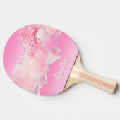 スパークルグリッターガーリーピンクシルバーアゲート 卓球ラケット (横)