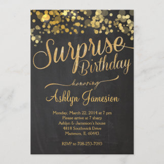 スパークルグリッターサプライズ誕生日招待状 招待状