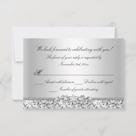 スパークルグリッタードレス&ヒールキンセアニェラRSVP 出欠カード (裏面)