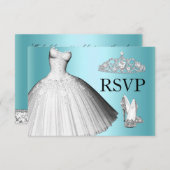 スパークルグリッタードレス&ヒールキンセアニェラRSVP 招待状 (正面/裏面)