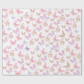 スパークルグリッターバタフライパターン子供の誕生日 ラッピングペーパー (フラット)