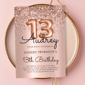 スパークルグリッターバラ金ゴールドバルーン13誕生日 招待状