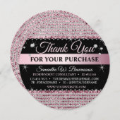 スパークルグリッターピンクジュエリーサンキューサークル 招待状 (正面/裏面)