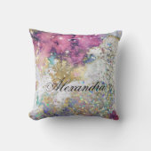スパークルグリッター金ゴールドパープル銀河系マーブルカスタム クッション (正面)
