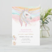 スパークルゴールド＆パステルユニコーンバースデー招待状 招待状 (スタンド正面)