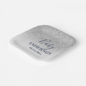 スパークルシャワー:ブルー&シルバーベビーお祝い ペーパープレート (傾斜あり)