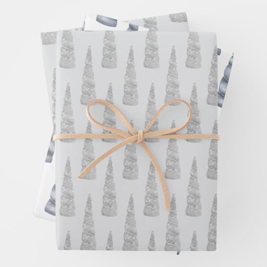 スパークルシルバーグレーグレーグラムユニコーン誕生日 ラッピングペーパーシート (インサイチュ)