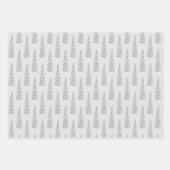 スパークルシルバーグレーグレーグラムユニコーン誕生日 ラッピングペーパーシート (正面)