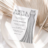 スパークルシルバードレス女性40th誕生日パーティー 招待状
